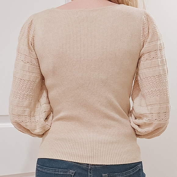 Sofia Vergara Jeans - Cream Puff Sleeve Sweater - SMALL - New Without Tags - Picture 3 of 9